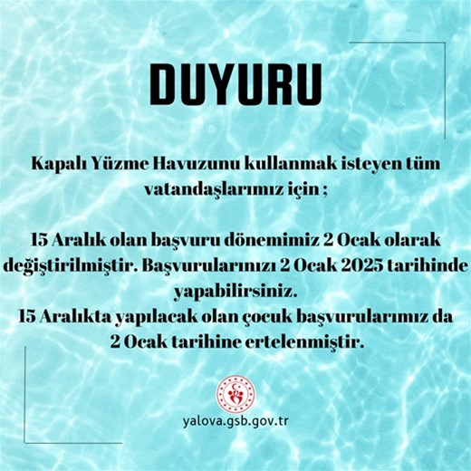 KAPALI YÜZME HAVUZUNA İLİŞKİN DUYURU