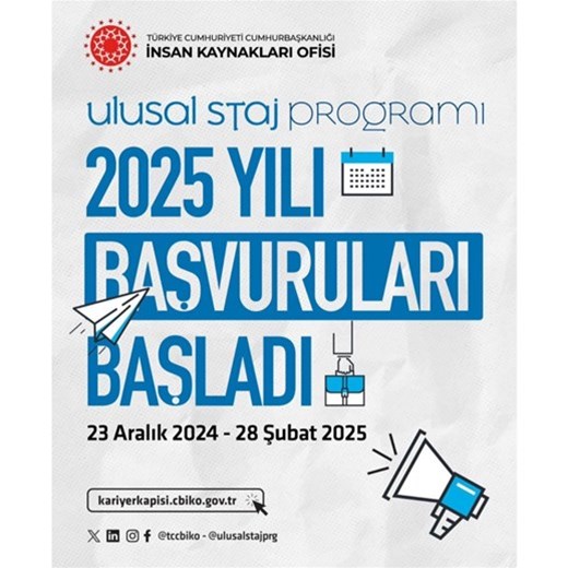 Ulusal Staj Programı 2025 Yılı Başvuruları Başladı.